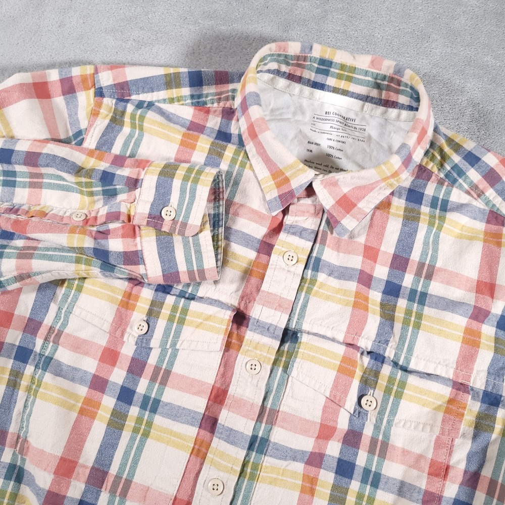 REI Co-op Flannel Shirt Mens XL Tall Multicolor Plaid Wallace Lake Outdoor XLT